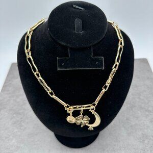 Open‎ Edit Gold Tone Celestial Moon Star Clover Collected Charm Necklace